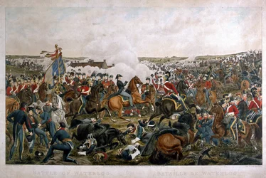 Schlacht bei Waterloo, 1815, graviert von J.A. Cook, 1816